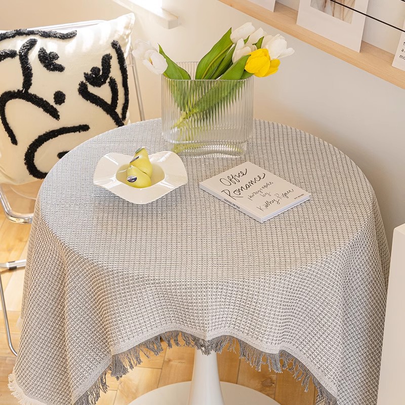 Teal de mesa de encaje gris francés, teal de mesa de té, algodón, cáñamo, tela de mesa redonda de alta calidad, tela de fondo doméstica