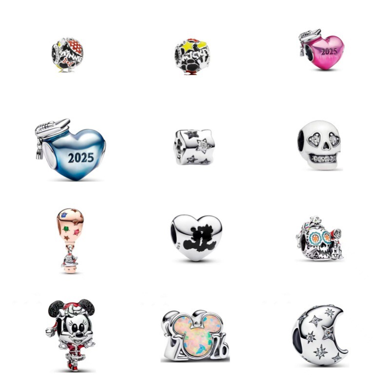 Panjia Dora 925 Silver Mickey Pendant Minnie Beaded Bracelet Girls High-End Jewelry DIY Accessories Pendant