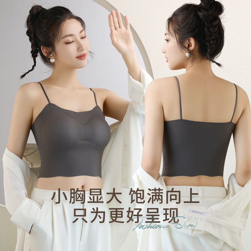Nueva camisola de seda de hielo delgada base interior de las mujeres desgaste exterior tubo superior anti-exposición belleza espalda superior