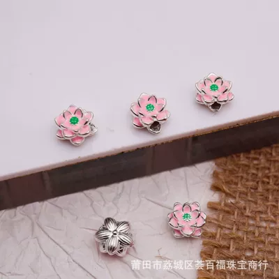 Pure Silver 999 Lotus Cross-Hole: Zərgərlik ara hissələri