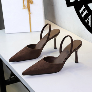 9627 Korean style fashion pointed shallow mouth sexy back strap temperament slim heel high-heeled women's shoes hig