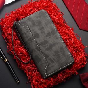 Cross-border Men's Long Wallet Men's Zipper Clutch Bag European and American Multi-function Large Capacity Mobile Phone Clutch Clutch Clutch Clutch Bag