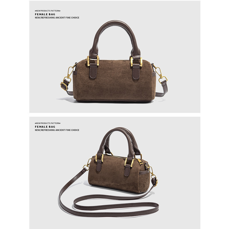 Piccola borsa a tracolla boston in camoscio stile retrò donna_voghion.com