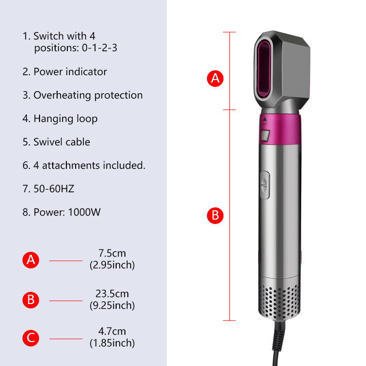 Automatic Suction Hair Styling Comb Curly Straight Hair Leafless Comb Hair Dryer