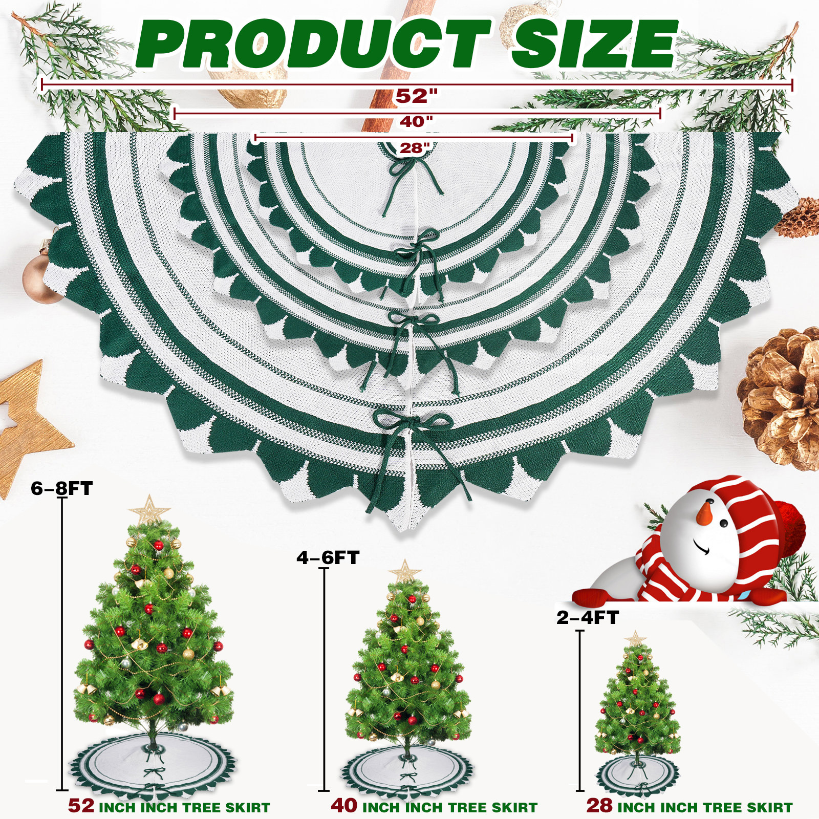 Navidad transfronteriza bandera de árbol falda 28 pulgadas delantal verde árbol de Navidad creativo accesorios de árbol de decoración de vacaciones