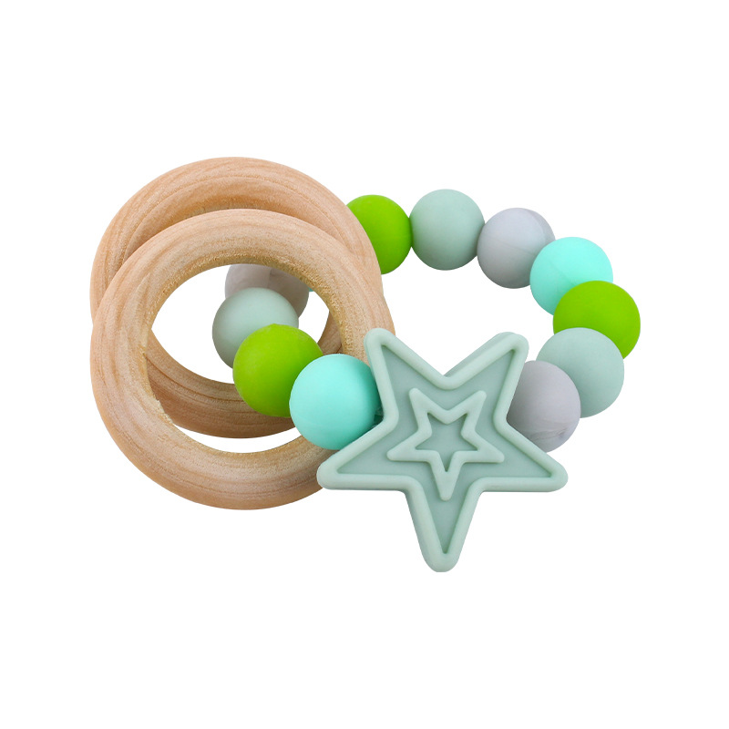 AliExpress nueva fábrica en stock al por mayor bebé mordedor pulsera de silicona para niños estrella de cinco puntas dientes juguetes de molienda