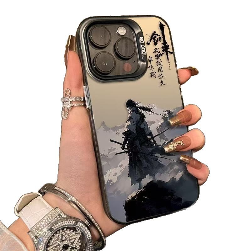 El estilo antiguo de Jianlai es adecuado para la carcasa del teléfono móvil Apple 16Promax, carcasa de gas de la personalidad iPhone15/14/13 texto 12