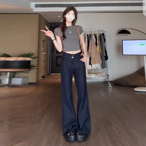 Dark blue summer thin jeans