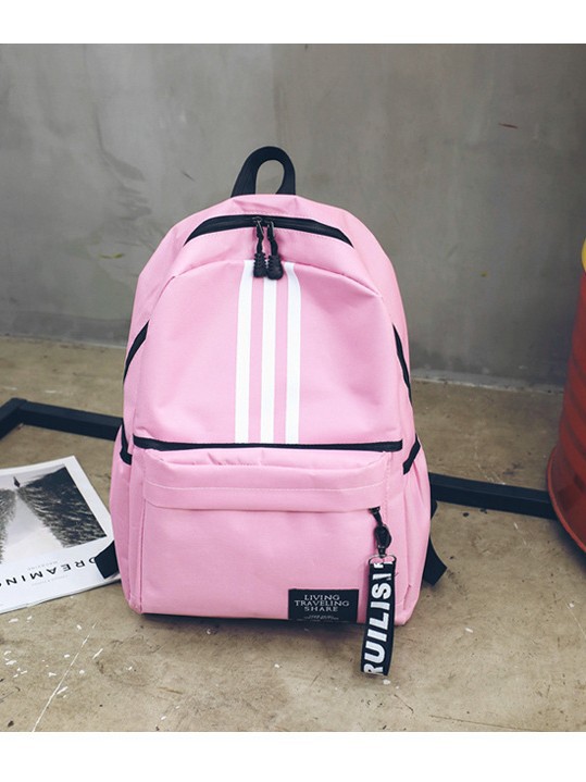 Nueva lona de tres barras mochila de moda coreana mochila de escuela secundaria mochila de viaje para hombres y mujeres mochila de escuela secundaria