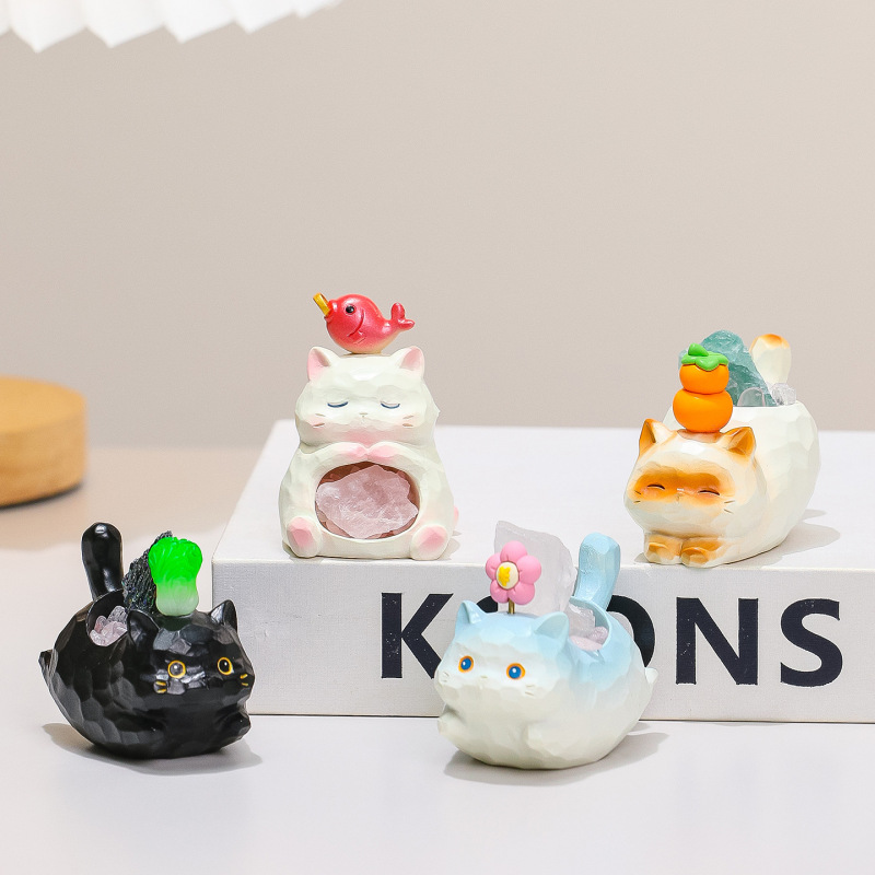 猫猫水晶盲盒摆件可爱装饰办公室礼物教师节礼品新款跨境新品公仔|undefined
