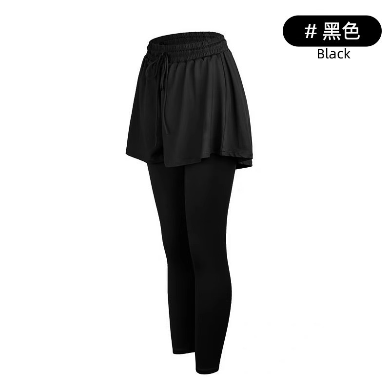 二枚合わせで恥ずかしさを解消するヨガパンツ レディース ハイウエスト お腹シェイプ ランニングタイツ プラティーニクス フィットネスパンツ|undefined