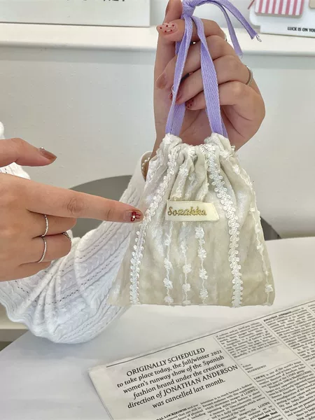 410112 Lace Drawstring Drawstring Storage Bag Sundries Small Cloth Bag Lipstick Coin Purse Earphones Hand Bag