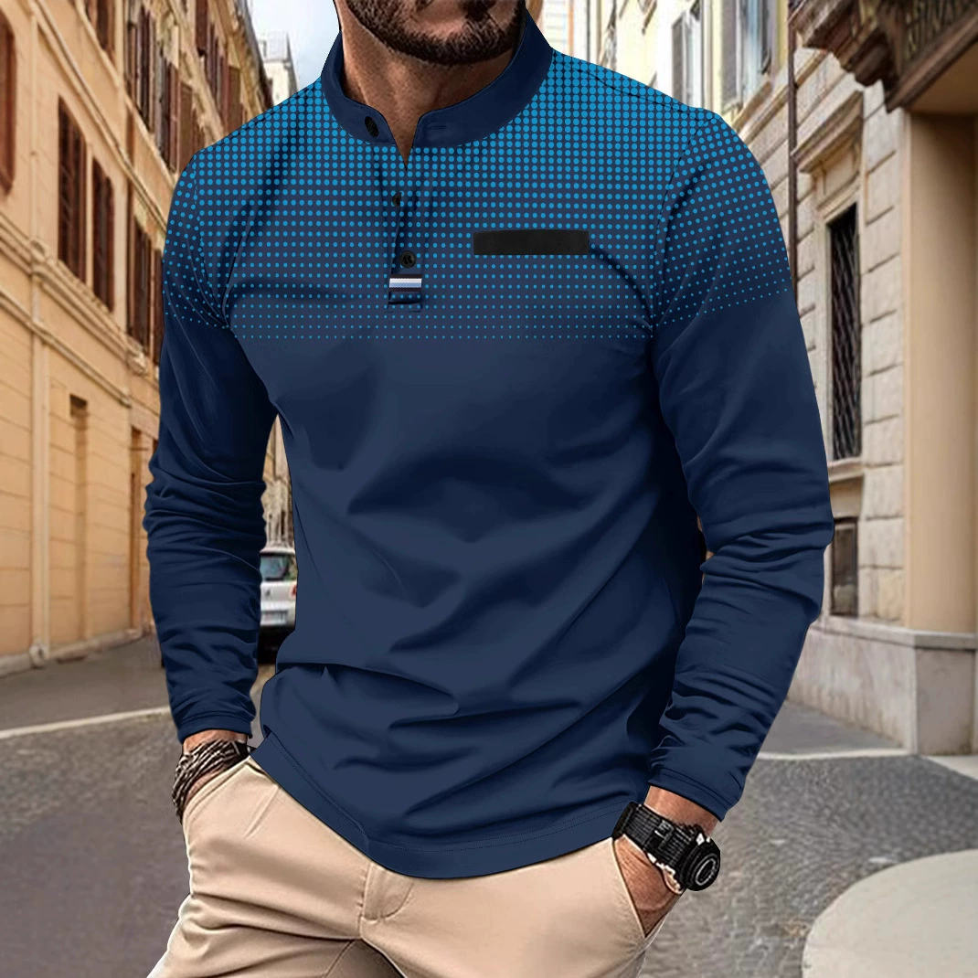 Autumn long-sleeve for leisure, polo, European style