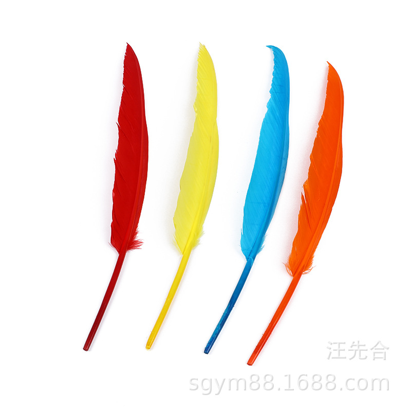 新款羽毛笔金属笔芯 圣诞节礼品 25-30公分毛质滑润，色彩靓丽详情图5