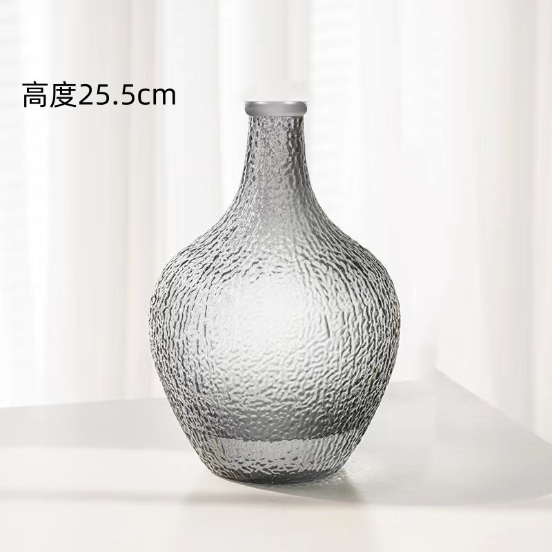 Reloj de vientre grande de estilo japonés, decoración de jarrón de madera borracha de caballo, arreglo floral de la sala de estar de vidrio neto, piso hidropónico simple, transparente