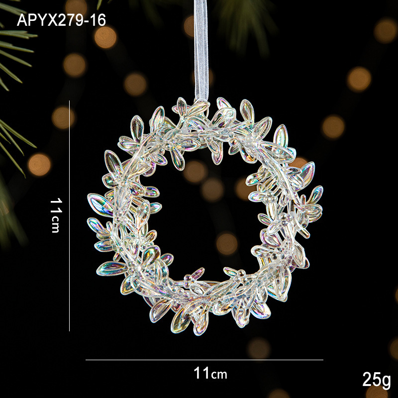国境を越えた新しいクリスマス装飾品クリスマスツリー装飾アクリル飾り七彩透明氷晶ペンダント|undefined
