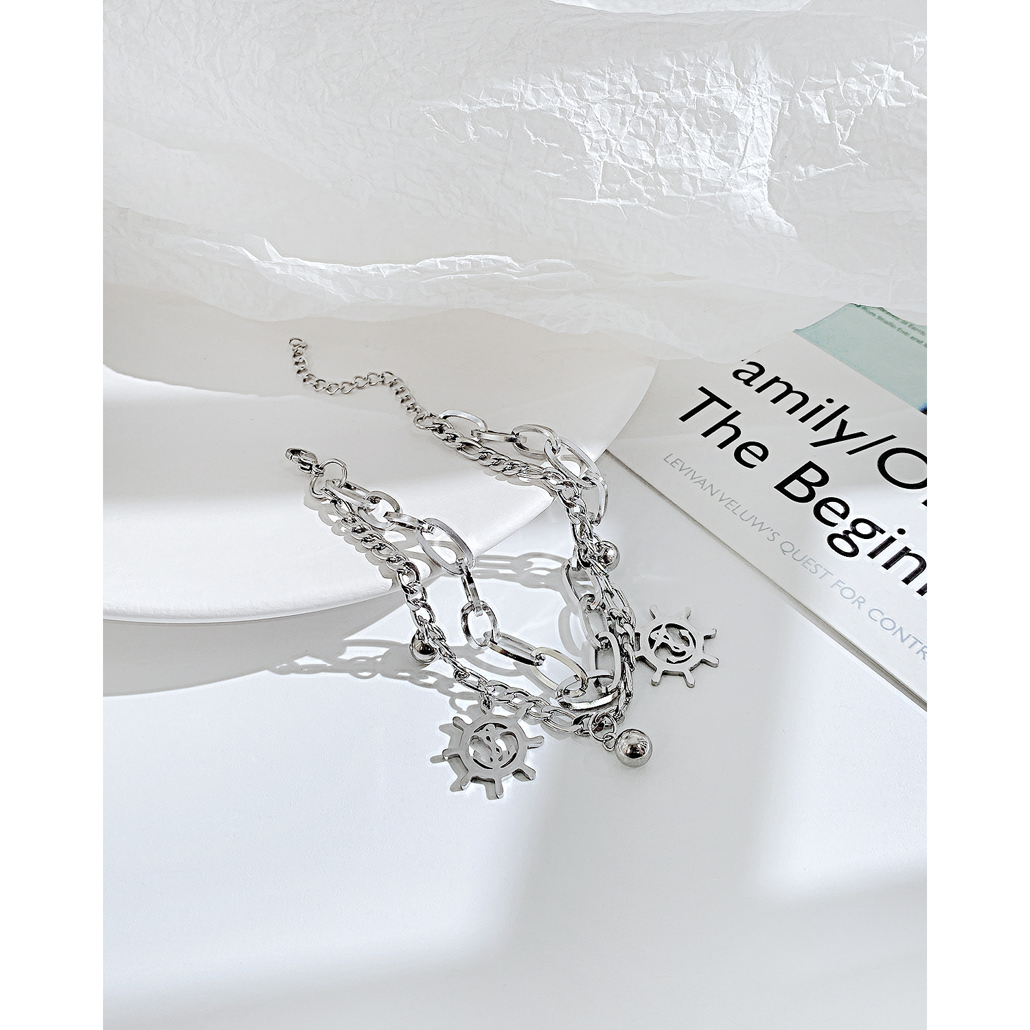 Fashion Anchor Stainless Steel Bracelets Layered Chain No Inlaid Stainless Steel Bracelets