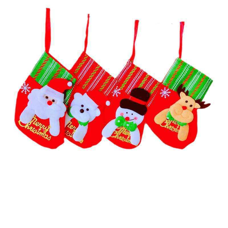 Medias de Navidad transfronterizas pequeñas, viejos, muñecos de nieve, bolsas de regalo de Navidad, decoraciones de Navidad, colgantes de árbol de Navidad, dulces