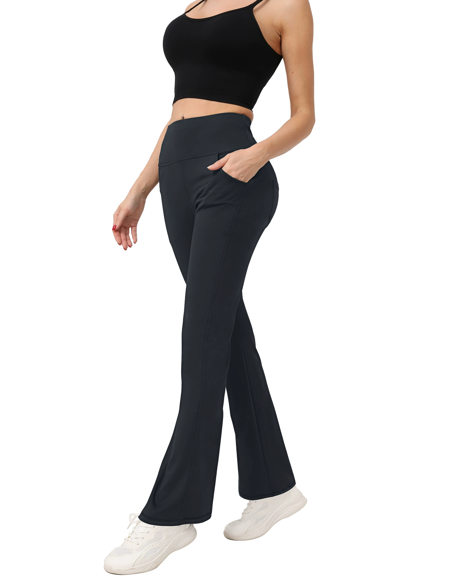 (Кросс-бордерная торговля), л leggings, спортивное туристическое нижнее белье для коррекции формы бедер, расклешенные брюки для спортивного зала, европейский стиль, новая коллекция, высокая талия