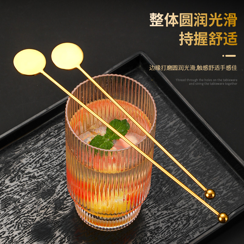 FUENTE fabricante 304 de acero inoxidable redondo marca de café barra de agitación creativo cóctel jugo leche té cóctel palo