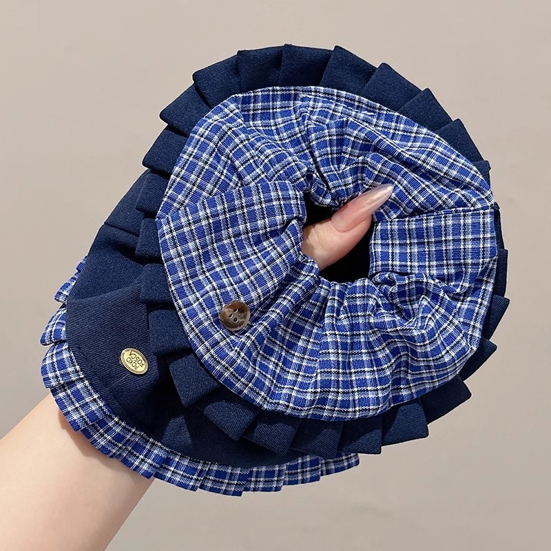 Colegio retro coreano estilo anillo de cabello de intestino grande plegado anillo de cabello de moda personalizado color contraste de flores de cabello de alta calidad