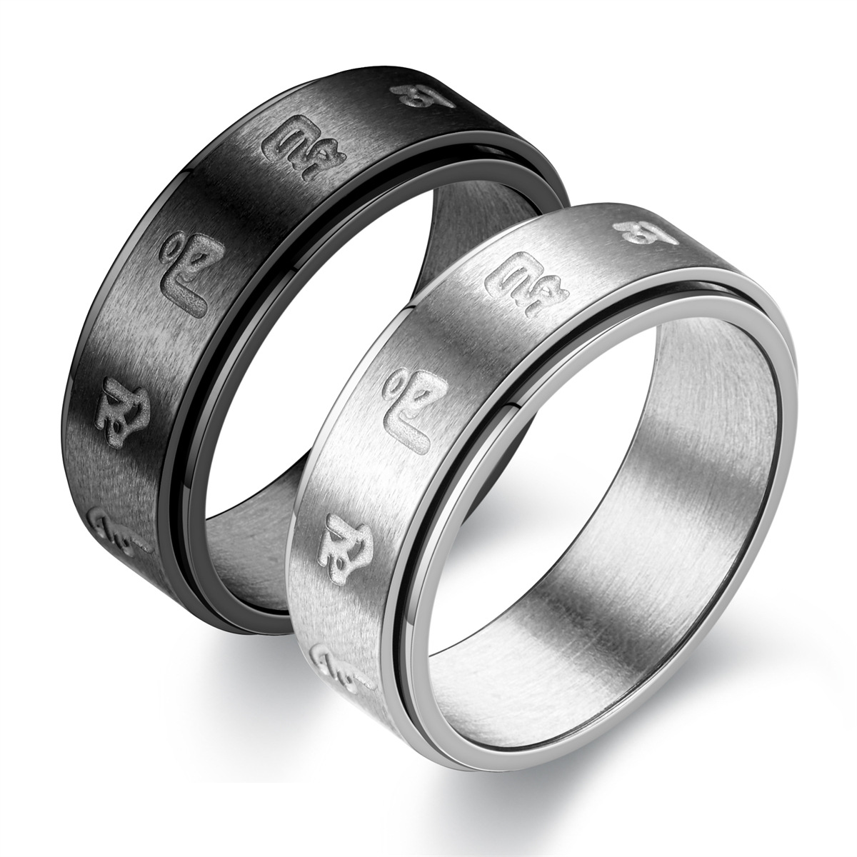 Cross-border jewelry titanium steel rotatable ring men's European and American Amazon stainless steel couples rotating ring