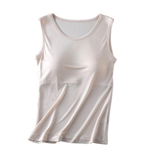 High-grade Mulberry Silk Wear-free Bra Women's Vest Breathable Chest Pad Comfortable and Non-stuffy Outer Wearing Silk Top