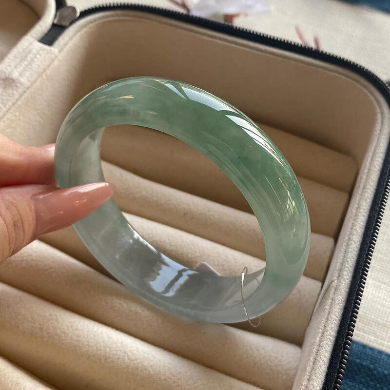 Myanmar Jadeite Bracelet High Ice Transparent Flower Oil Green Jadeite Bracelet Girl Style Green Clear Circle Imperial Concubine Bracelet