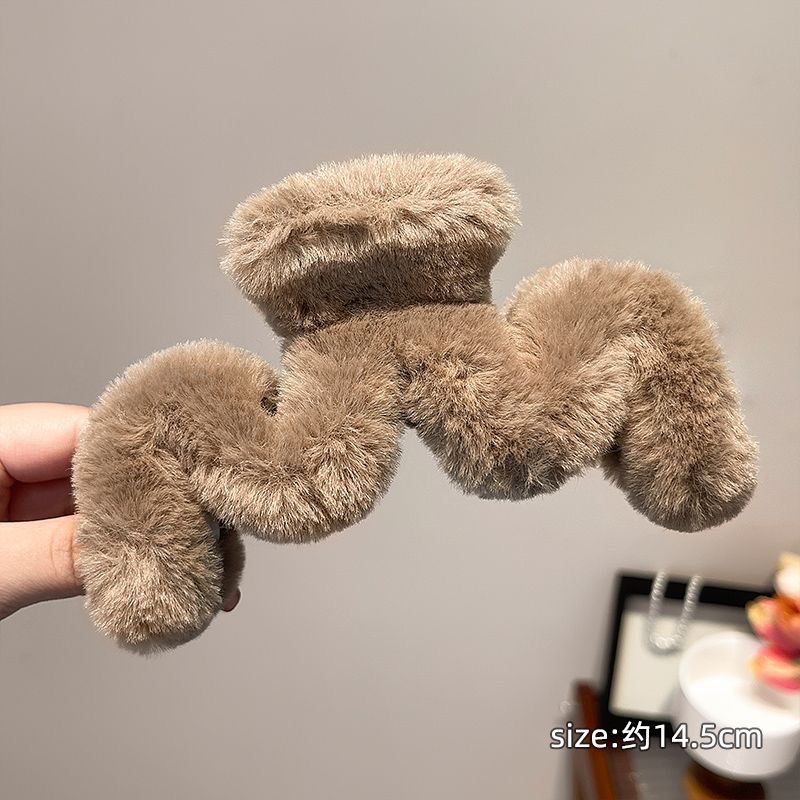 플러시 M클립 다크브라운-14cm