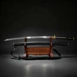 COS日本刀东洋居合日本刀大马士革纹长刀katana影视收藏摆件未开
