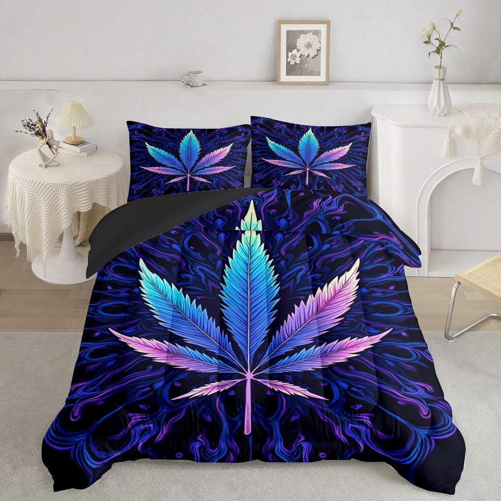 TEMU / JIT nuevo producto impresión digital 3D hojas de arce multicolor 180gms colcha colcha colchón conjunto de ropa de cama