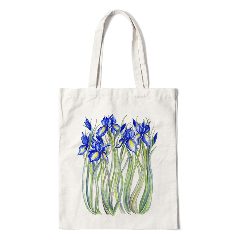 Bolsa de lona impresa estética floral hombro mochila estudiante ocio comercio global bolsa de compras portátil