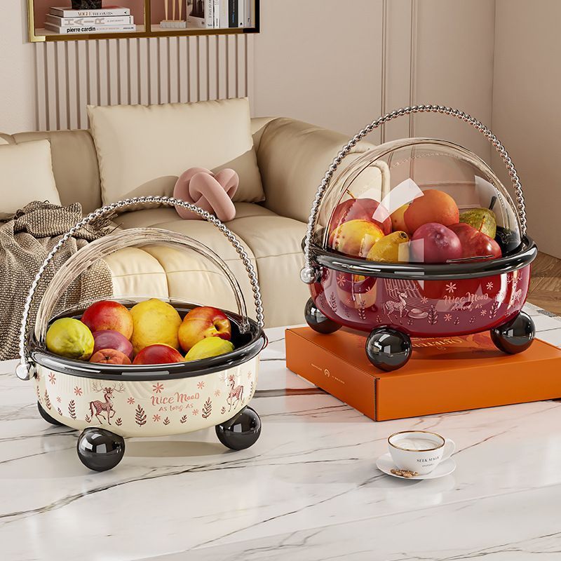 新款家用沥水果盘客厅上档次轻奢网红坚果零食水果盘带盖有盖果盘