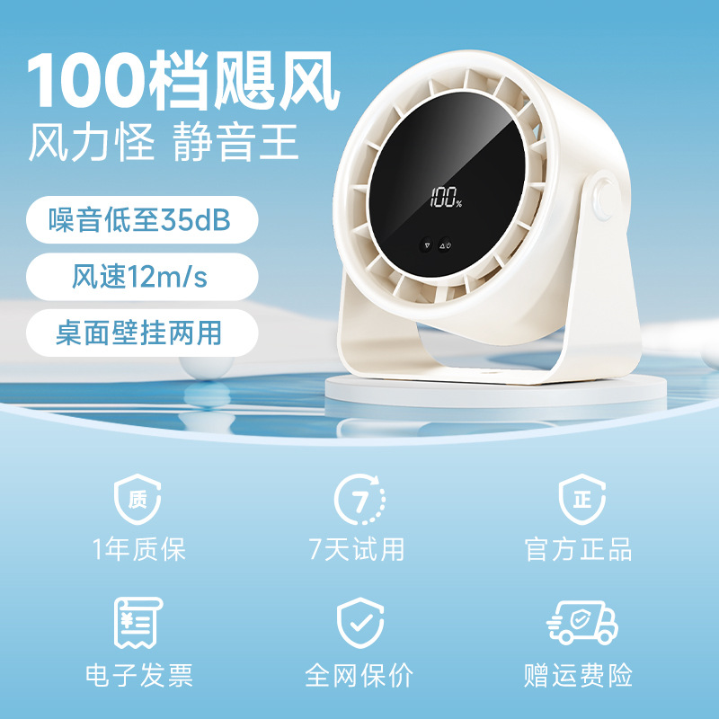 2025 New Digital Desktop Small Fan with USB Charging, Silent Office Turbine Air Circulation Fan