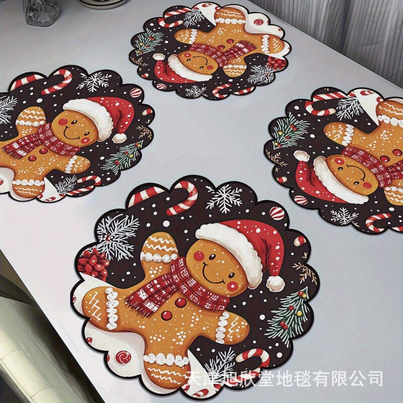 跨境亚马逊圣诞节雪花餐垫桌垫家用防滑耐脏桌面溪水速干沥水杯垫|undefined