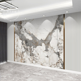 2025 Simple Tv Background Wall Cloth Imitation Slate Marble Wallpaper Living Room Mural Grille Film and Television Wall Cloth