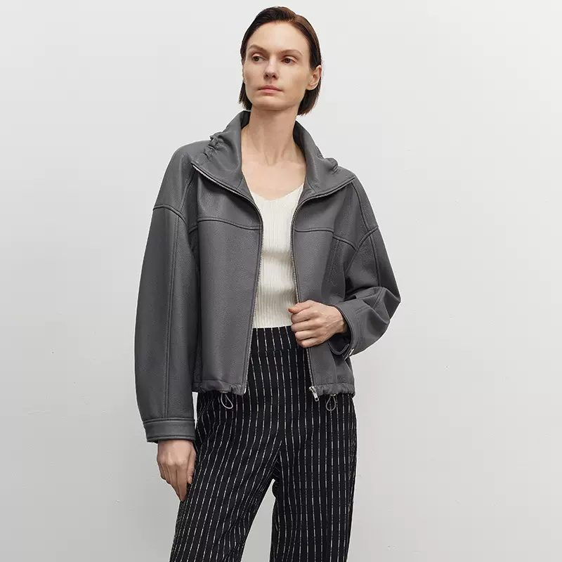 海宁春季新款真皮皮衣外套女短款宽松山羊皮时尚韩版小个子皮衣