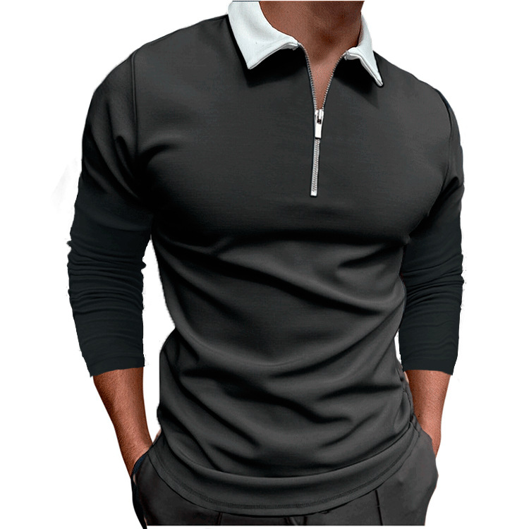 Polo homme slim fit décontracté imprimé fermeture éclair_voghion.com
