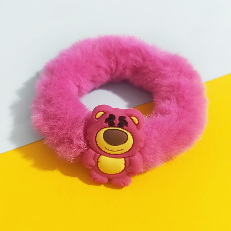 2023 fresa oso felpa cuerda de pelo otoño e invierno de dibujos animados no duele el pelo de alta elasticidad Cola de Caballo anillo de pelo cuerda de pelo accesorios para el cabello para las mujeres