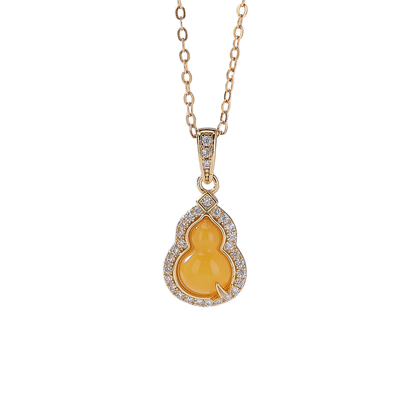 Mặt dây chuyền bạc S925 mạ vàng hình bầu lá tre phong cách retro — Mặt dây chuyền đơn (không bao gồm dây chuyền)