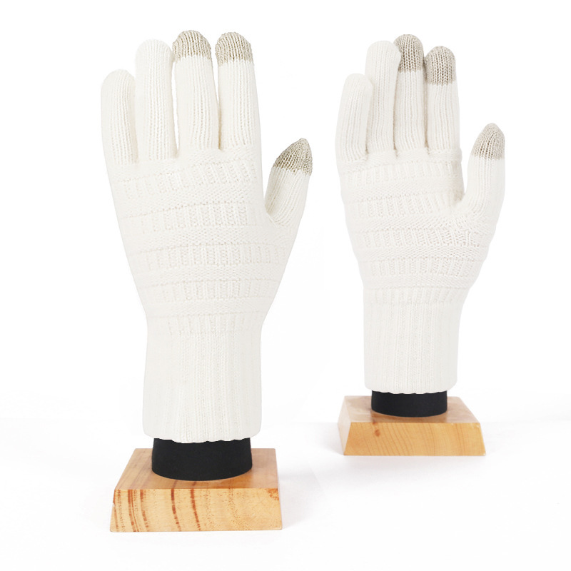 越境してよく売れている成人の冬の手袋の女性の両面のジャカードのメリヤスのタッチパネルの保温とベルベットの騎乗の手袋の男|undefined