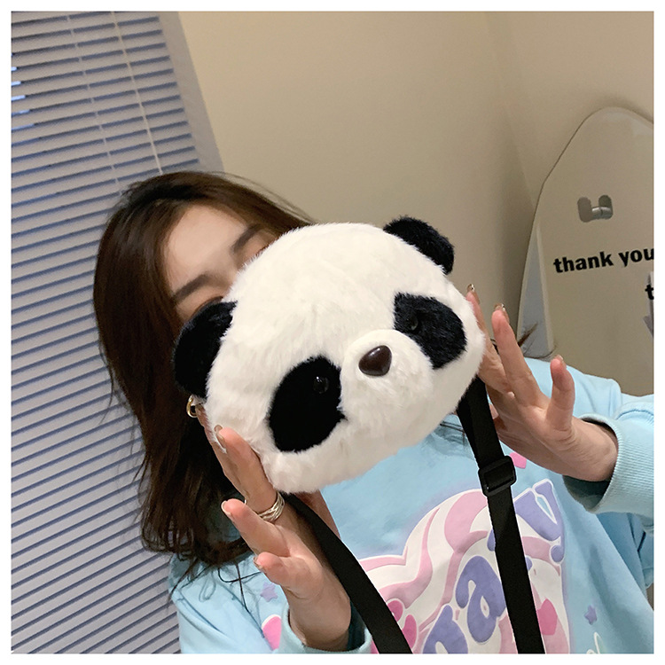 123g Weight Black Color New Panda Head Bag Doll Bag Children's Plush Toy 4