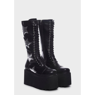 Platform Shoes Lolita Punk Diablo Cosplay Lolita Shoes Boots Five-pointed Star Boots