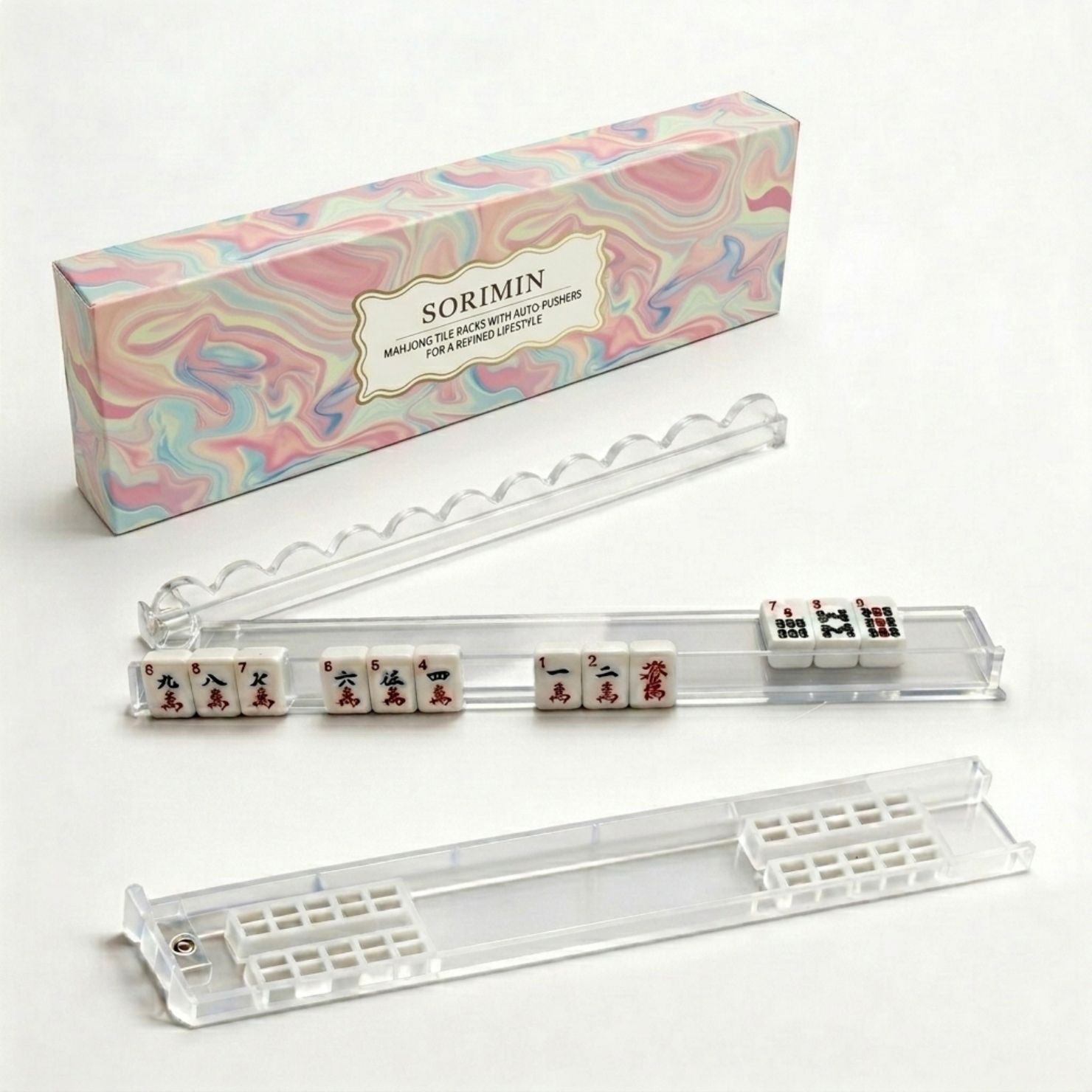 Amazon 44.5cm Wave Mahjong Pusher Gift Box Set Portable Dopamine Card Organizer
