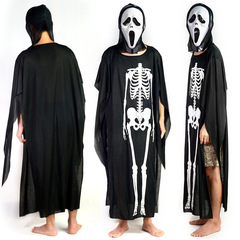 Halloween costume adult skeleton suit, skull skeleton ghost costume, children's rib bone costume, scary props