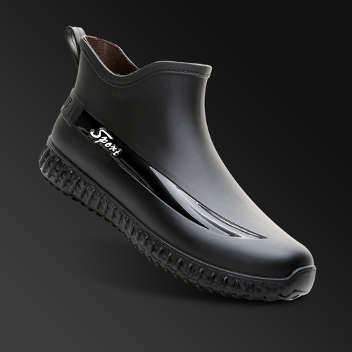 Men's Waterproof Rain Boots with Fleece Lining for Warmth, Non-Slip Kitchen Shoes, Short Ankle Rain Boots, Integrated Design, Fishing and Car Washing Shoes