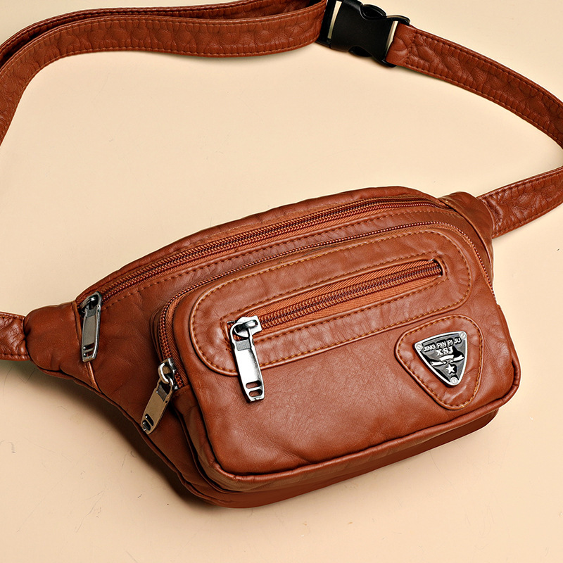Foreign trade new leisure waist bag European and American soft leather diagonal bag water-washed leather women's bag mini mobile phone bag cross-border wholesale