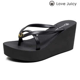 wedge sandals坡跟厚底人字拖女橡胶防滑8cm凉拖鞋一件代发跨境