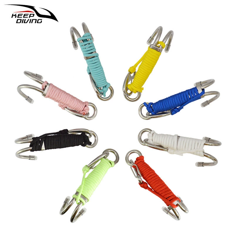Крючок для дайвинга из нержавеющей стали 316, двусторонний крючок для паракорда, односторонний крючок для паракорда, противоморской веревочный крючок для потока, веревочный крючок для потока