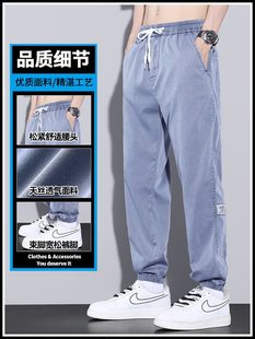 Tencel Jeans Men's 2025 New Thin Summer Loose Leg Ice Silk Harem Nine-Point Casual Long Pants
